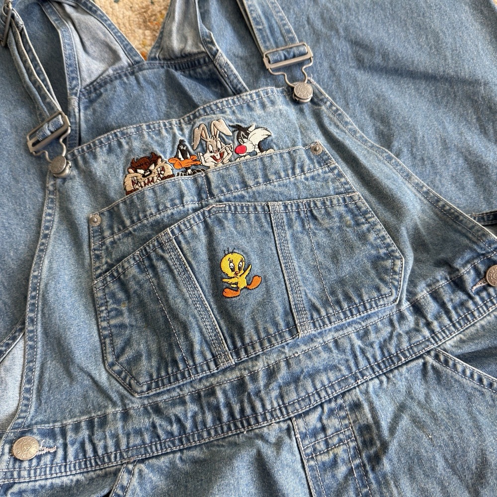 Vintage Warner Bros. Studio Store Looney Tunes Denim Overalls Womens Large